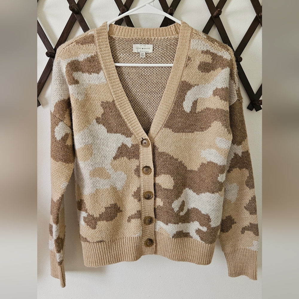 Lucky Brand Camo Cardigan Size S - Picture 1 of 4